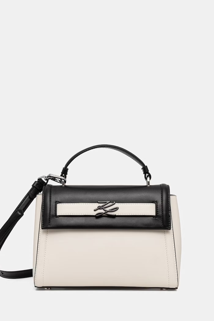 Karl Lagerfeld dámska kožená bagetová kabelka K/AUTOGRAPH biela B2W30237