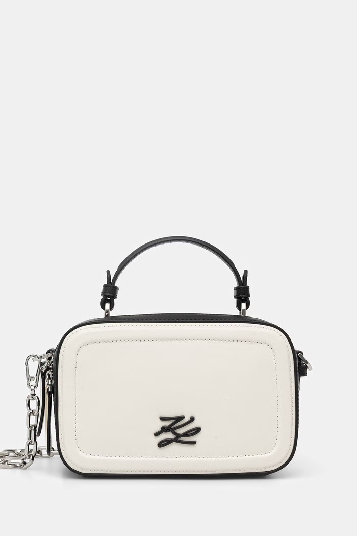 Karl Lagerfeld geantă crossbody pentru femei, din piele K/AUTOGRAPH bej B2W30234