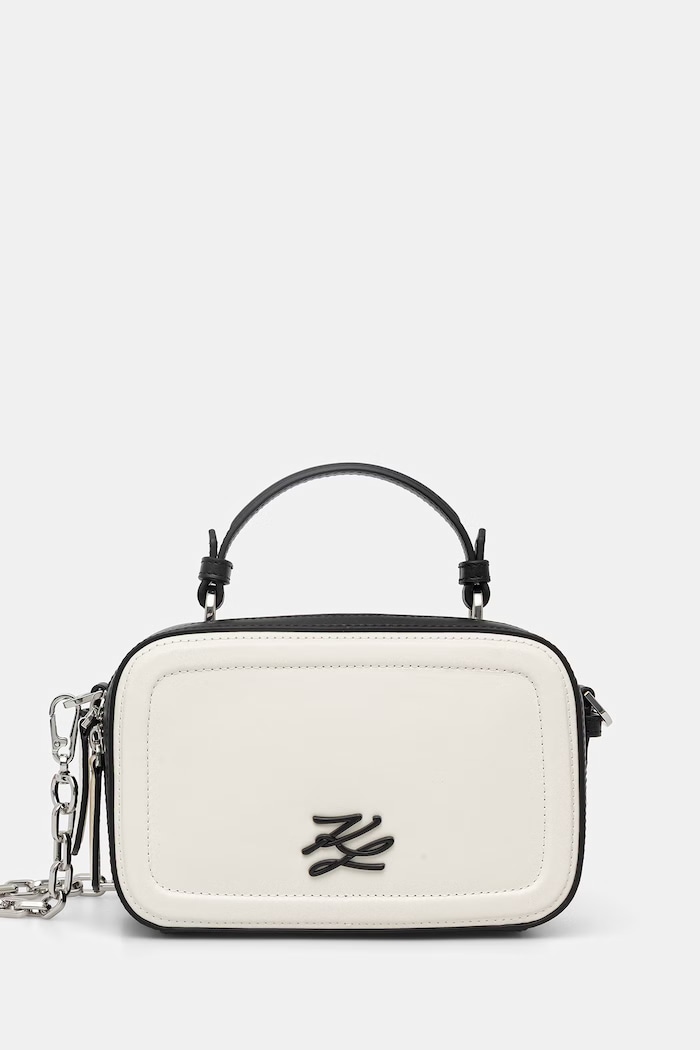 Karl Lagerfeld geantă crossbody pentru femei, din piele K/AUTOGRAPH bej B2W30234