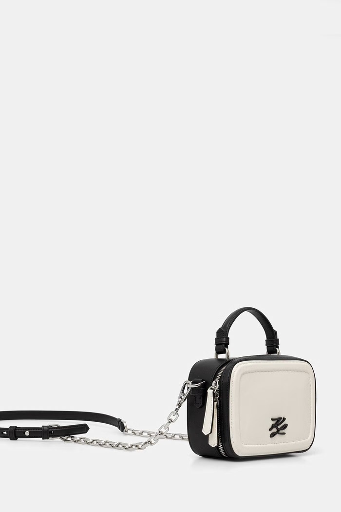 Karl Lagerfeld geantă crossbody pentru femei, din piele K/AUTOGRAPH B2W30234 bej SS26
