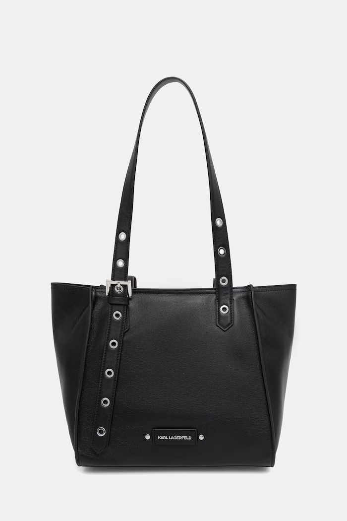 Karl Lagerfeld kabelka typu tote dámska kožená K/EYELETS čierna B2W30085