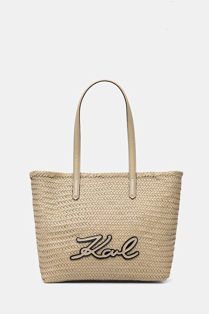 Karl Lagerfeld kabelka typu shopper dámska kožená K/SIGNATURE béžová B2W30205