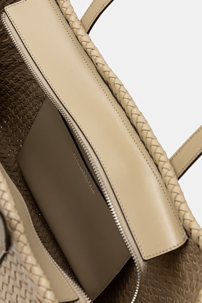 Karl Lagerfeld kabelka typu shopper dámska kožená K/SIGNATURE B2W30205 béžová