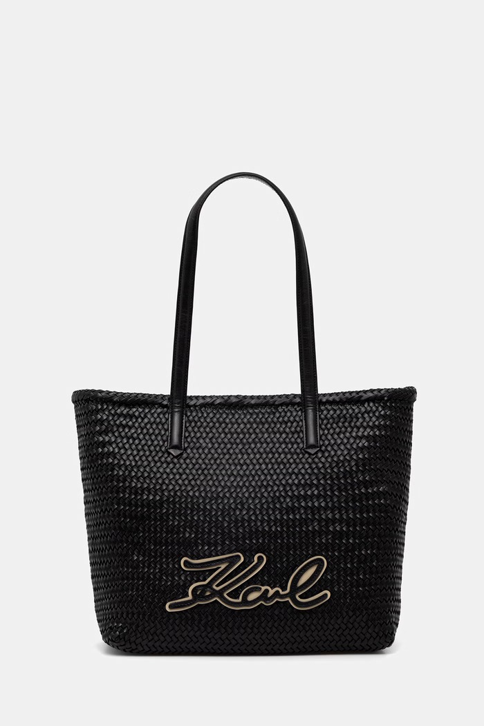 Karl Lagerfeld kabelka typu shopper dámska kožená K/SIGNATURE čierna B2W30205