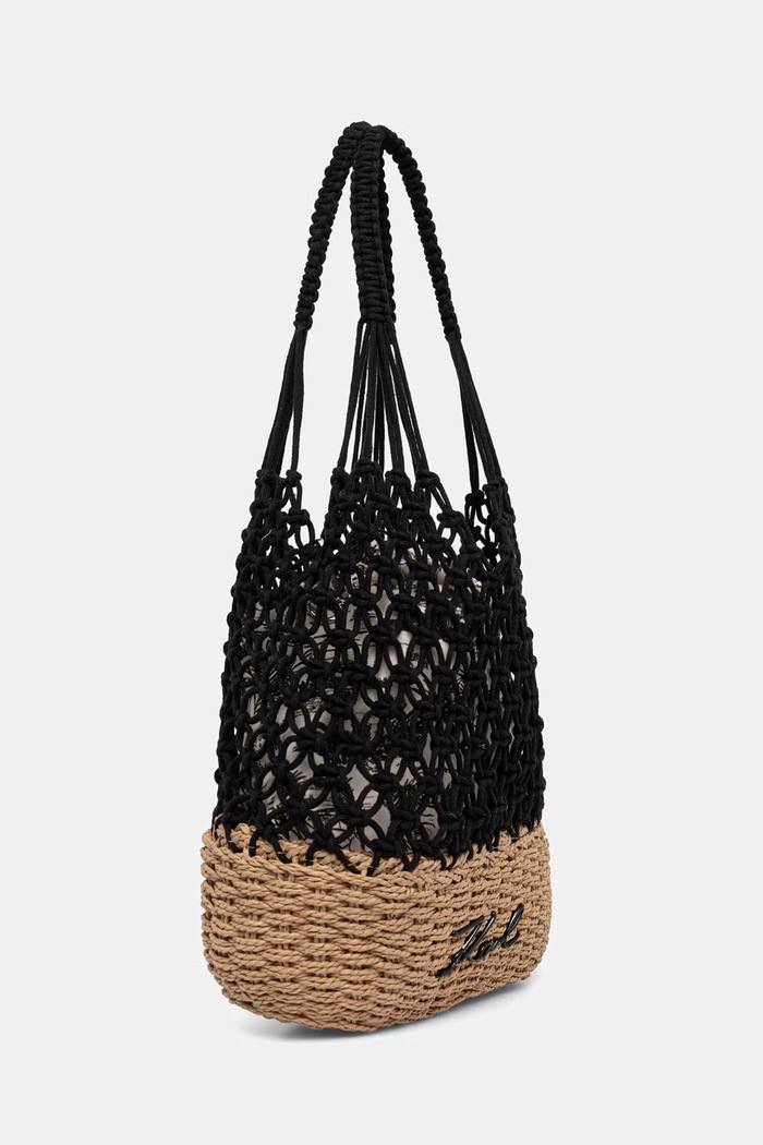 Karl Lagerfeld torebka worek damska pleciona K/SIGNATURE B2W46071 czarny SS26