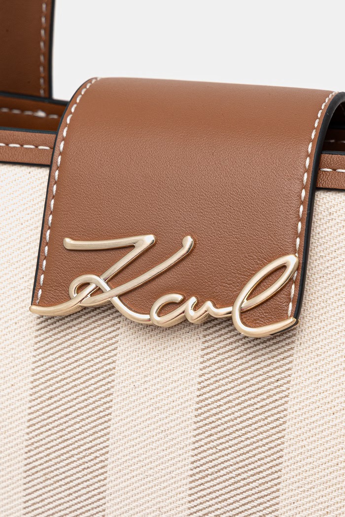 Karl Lagerfeld kabelka hobo dámska z imitácie kože K/SIGNATURE béžová B2W30106