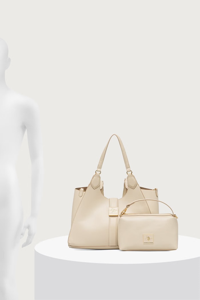 Torebka shopper damska z imitacji skóry MARGARET U.S. Polo Assn. beżowy BEUMF9043WVP