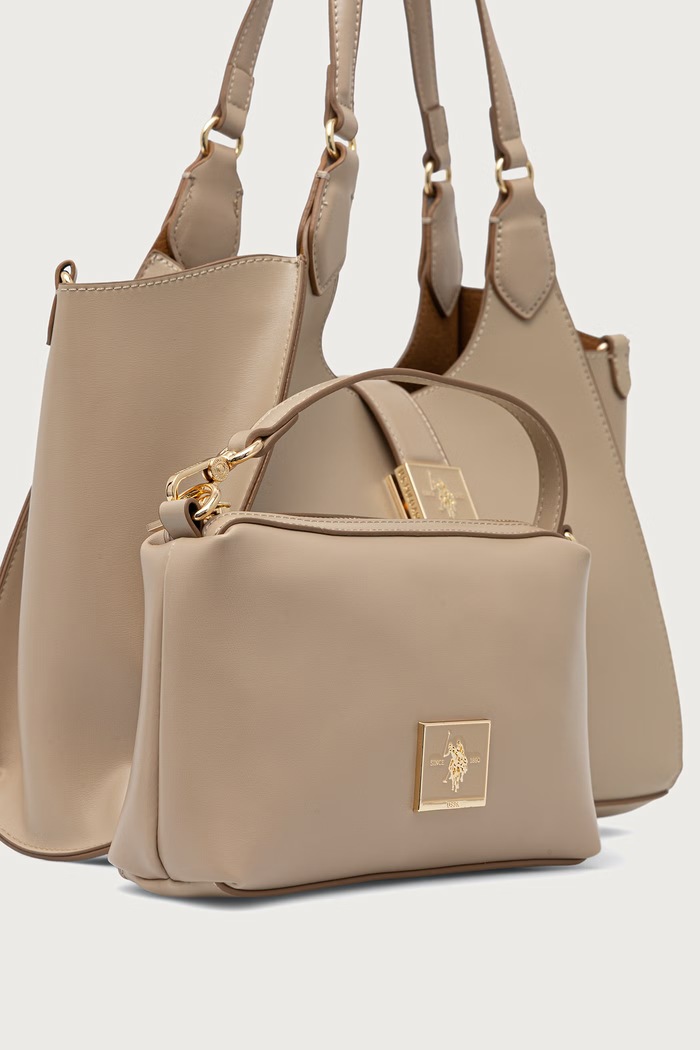 Torebka shopper damska z imitacji skóry MARGARET U.S. Polo Assn. beżowy BEUMF9043WVP
