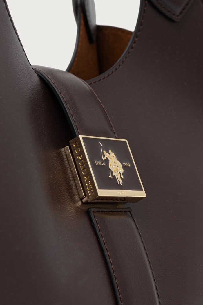 Torebka shopper damska z imitacji skóry MARGARET U.S. Polo Assn. BEUMF9043WVP brązowy