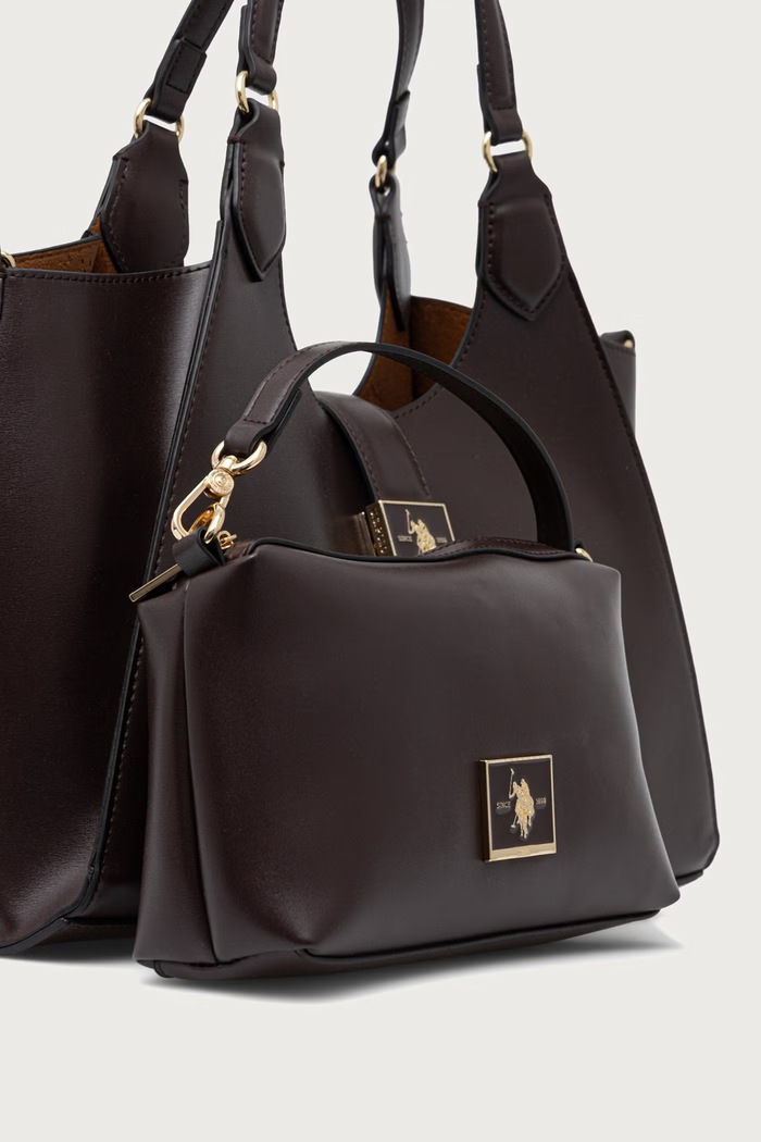 Torebka shopper damska z imitacji skóry MARGARET U.S. Polo Assn. brązowy BEUMF9043WVP