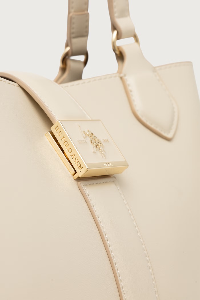 Kabelka typu shopper dámska z imitácie kože MARGARET U.S. Polo Assn. BEUMF9044WVP béžová