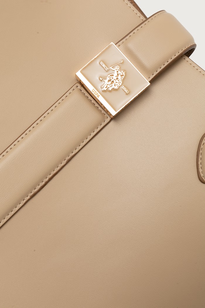Torebka shopper damska z imitacji skóry MARGARET U.S. Polo Assn. BEUMF9044WVP beżowy