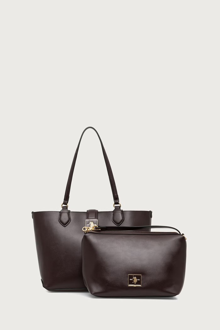 U.S. Polo Assn. Torebka shopper damska z imitacji skóry MARGARET brązowy BEUMF9044WVP