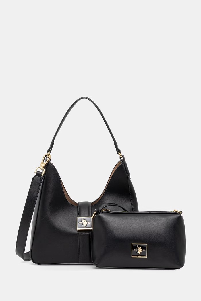U.S. Polo Assn. geantă crossbody pentru femei, cu imitație de piele MARGARET negru BEUMF9045WVP