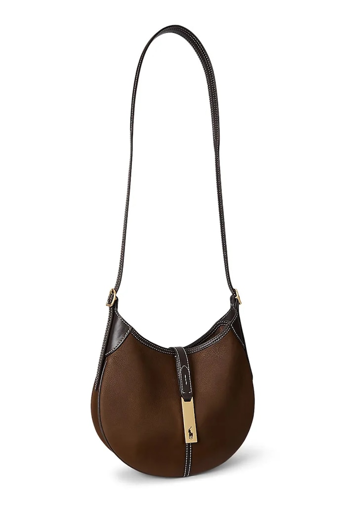 Doplnky Polo Ralph Lauren kabelka dámska kožená 428P01698 hnedá