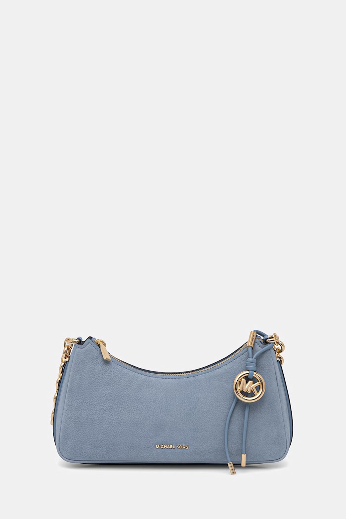 Nubuková kabelka MICHAEL Michael Kors semišová kůže modrá 32R6GY5W6L