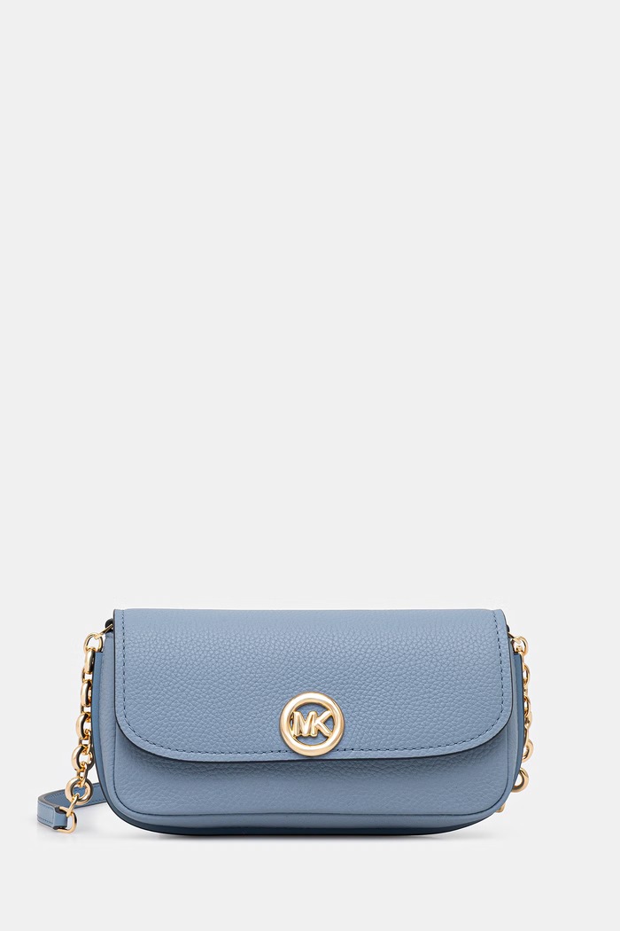 Kožená kabelka MICHAEL Michael Kors nášivka tyrkysová 32S6GY5C5L