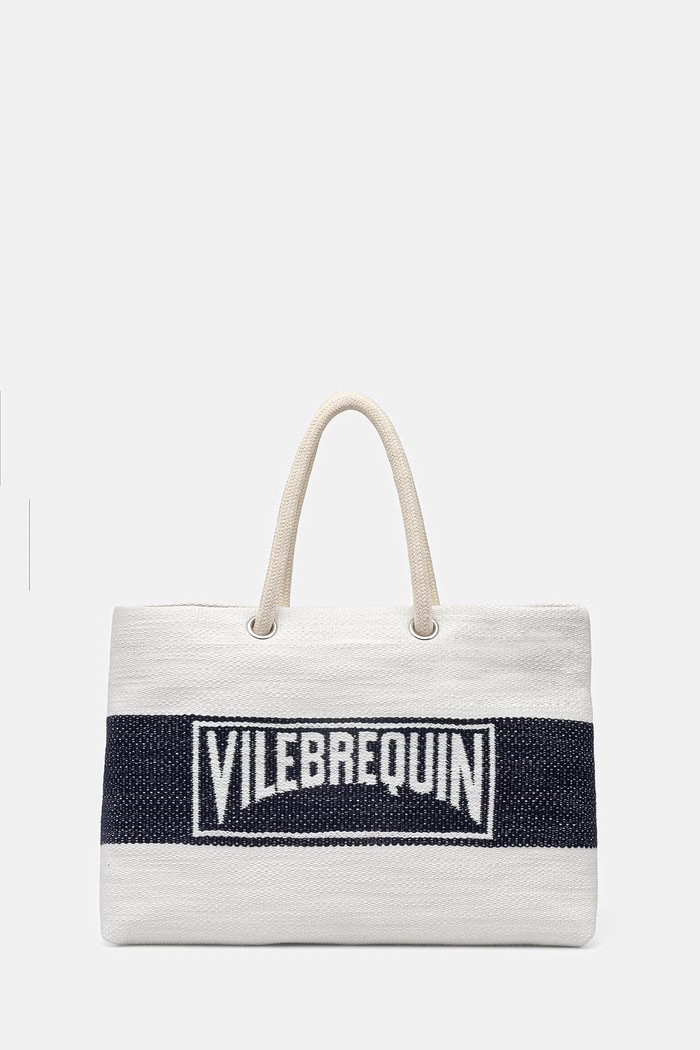 Vilebrequin kabelka typu shopper dámska bavlnená BINTA biela BTAE0401