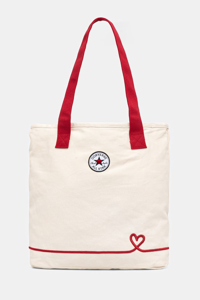Converse Чанта тип "tote bag" женска памучна x CHUCKS IN LOVE бежов MA5947