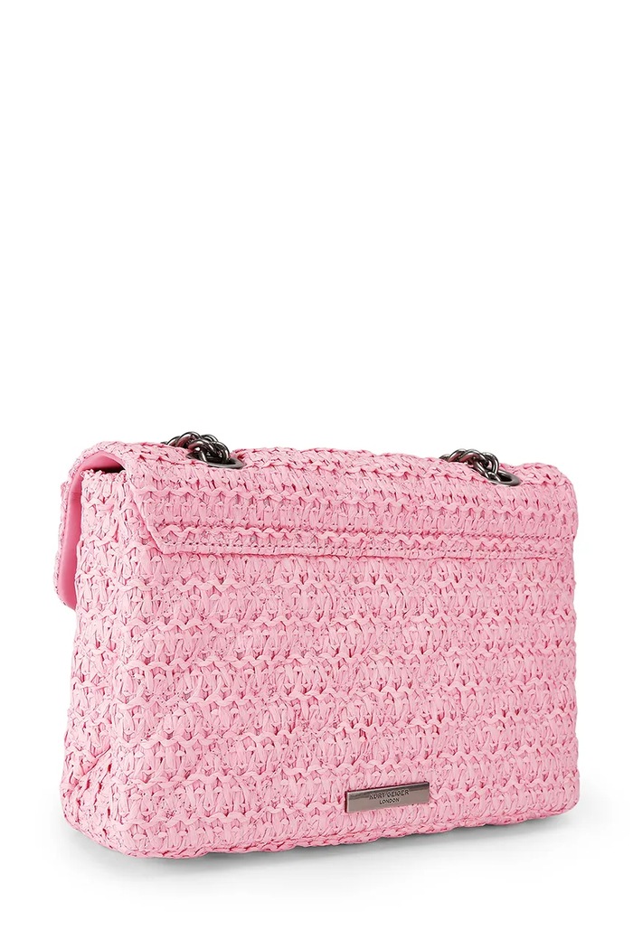 Akcesoria Kurt Geiger London torebka crossbody damska Raffia Kensington 5582698999 różowy