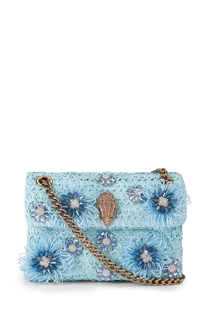 Kurt Geiger London geantă crossbody pentru femei Raffia Mini Kensington albastru 5576883999