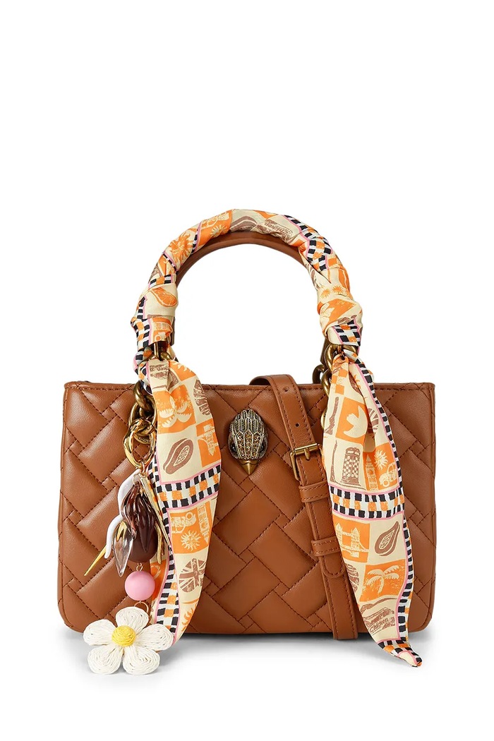 Kurt Geiger London dámska kožená crossbody kabelka Kensington hnedá 4376836109