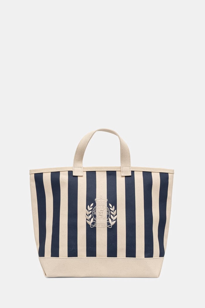 Sporty & Rich NY Crest torebka shopper damska bawełniana beżowy BA011712243BE28