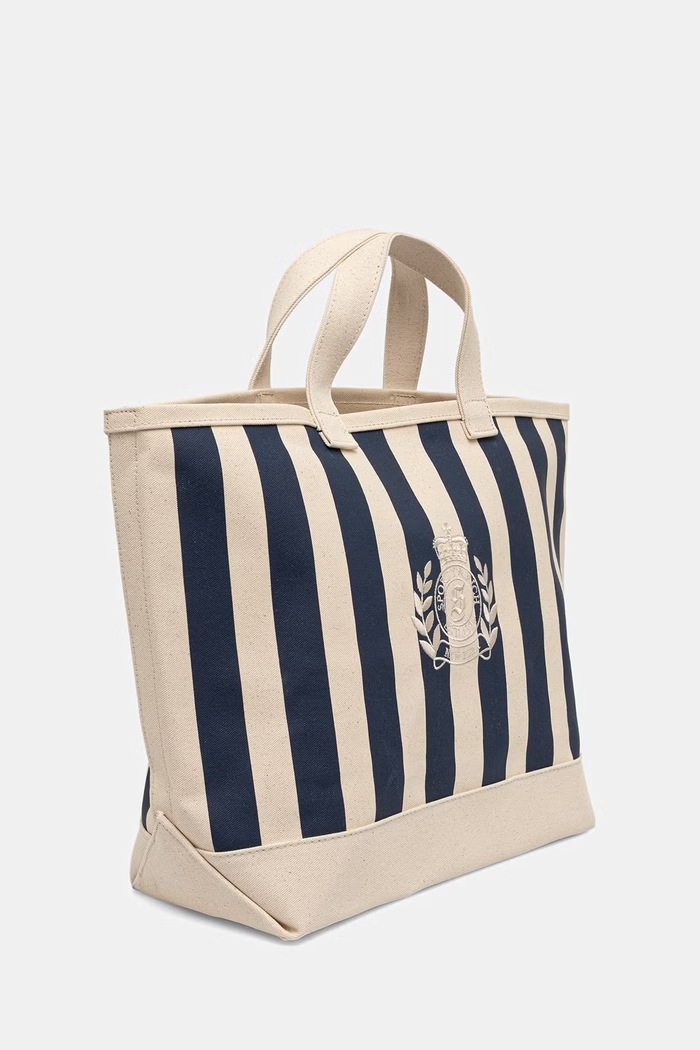 Sporty & Rich NY Crest torebka shopper damska bawełniana BA011712243BE28 beżowy SS26