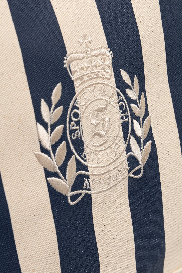 Sporty & Rich NY Crest torebka shopper damska bawełniana BA011712243BE28 beżowy