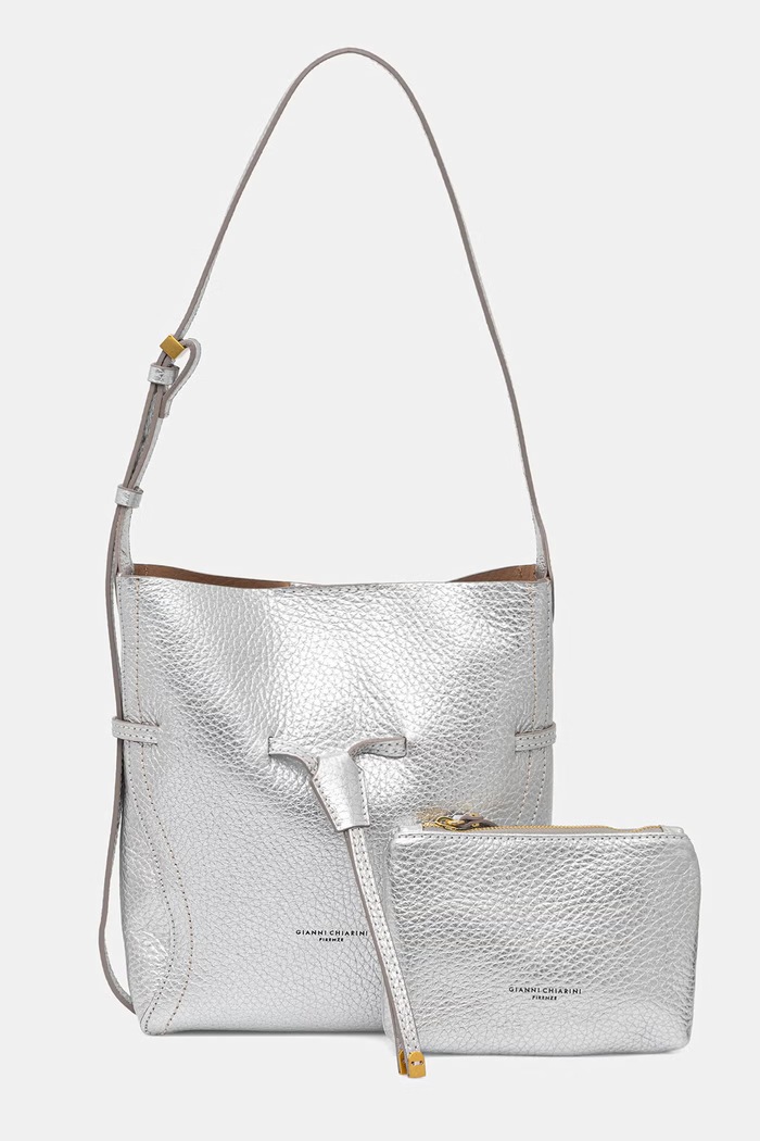 Gianni Chiarini vrećasta torba za žene kožna SIENNA srebrna BS.11786.RNGDBL.T.U.