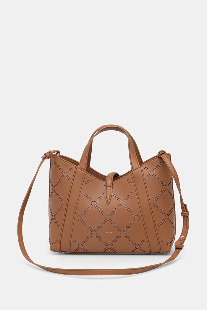 Doplňky Furla crossbody kabelka dámská kožená Goccia S Tote WB01789.BX3947.RY000 hnědá