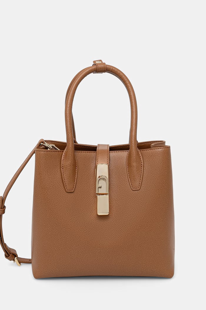 Furla torebka worek damska skórzana Goccia S Tote Base 22 brązowy WB01949.ARE000.4557S