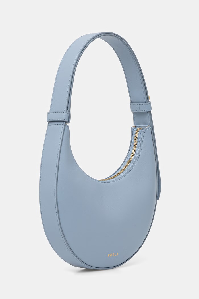 Γυναικεία δερμάτινη τσάντα κρουασάν Furla Deliza Mini Shoulder Bag WE00649.AX0733.CDZ00 μπλε SS26