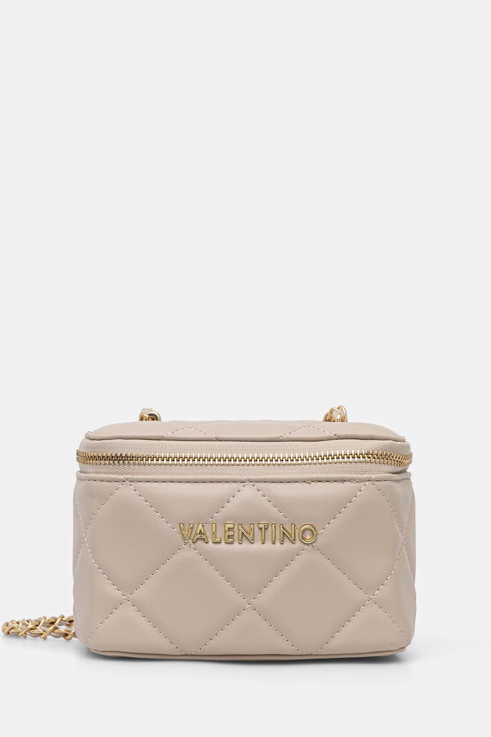 Valentino Bags torebka kuferek damska z imitacji skóry OCARINA beżowy VBS3KK42R