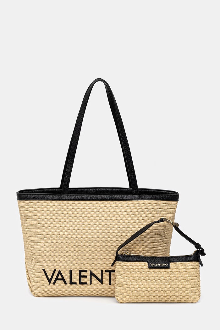 Valentino Bags чанта дамска от сплетена материя MAIAM бежов VBS9TE01PAG