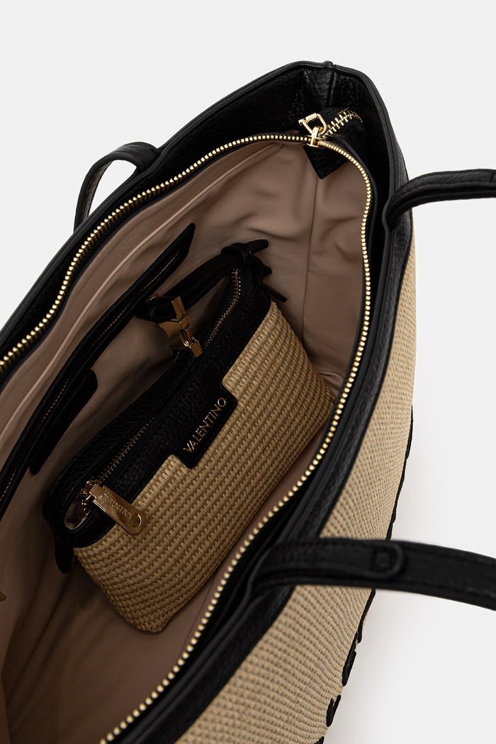 Valentino Bags чанта дамска от сплетена материя MAIAM VBS9TE01PAG бежов