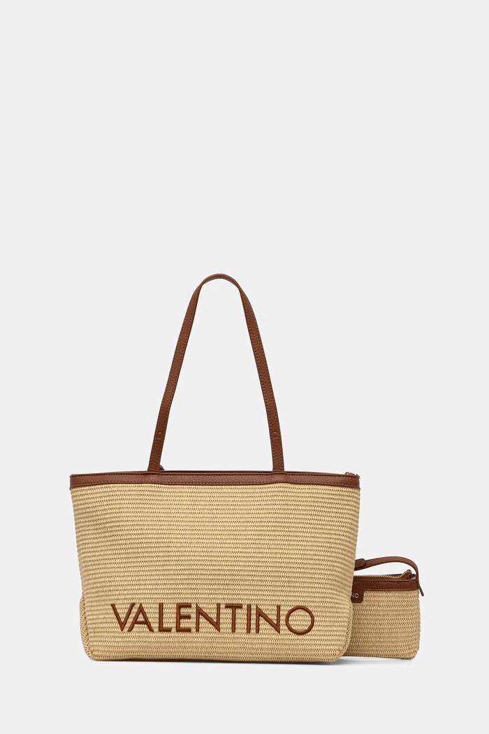 Valentino Bags Чанта дамска от сплетена материя MAIAM бежов VBS9TE01PAG
