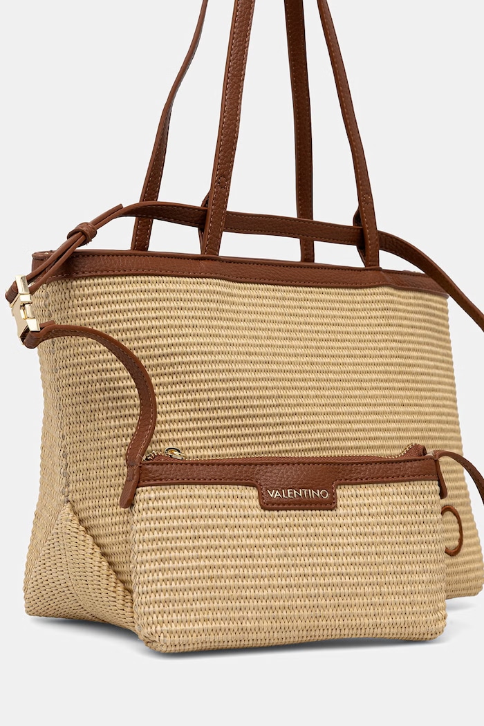 Valentino Bags Чанта дамска от сплетена материя MAIAM бежов VBS9TE01PAG
