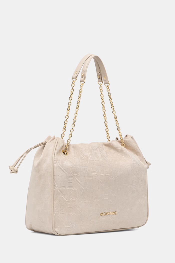 Valentino Bags torebka shopper damska z imitacji zamszu MAXI VBS9U701 beżowy SS26