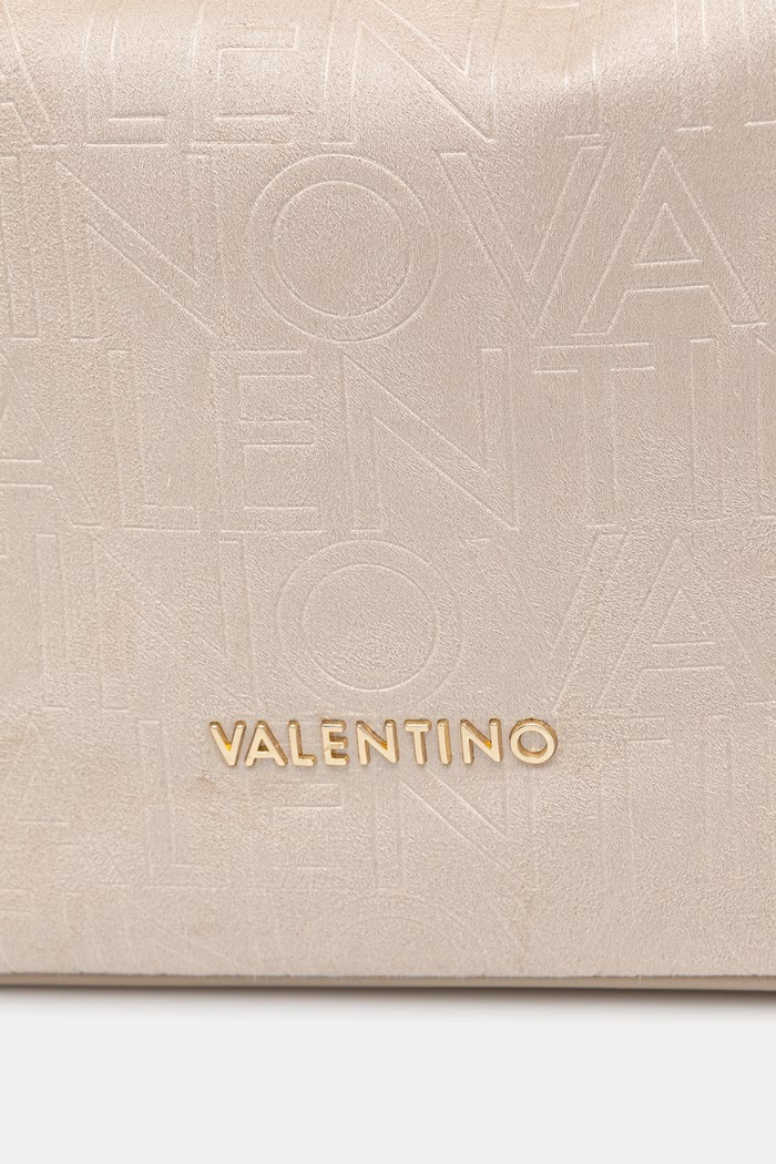 Valentino Bags torebka shopper damska z imitacji zamszu MAXI beżowy VBS9U701