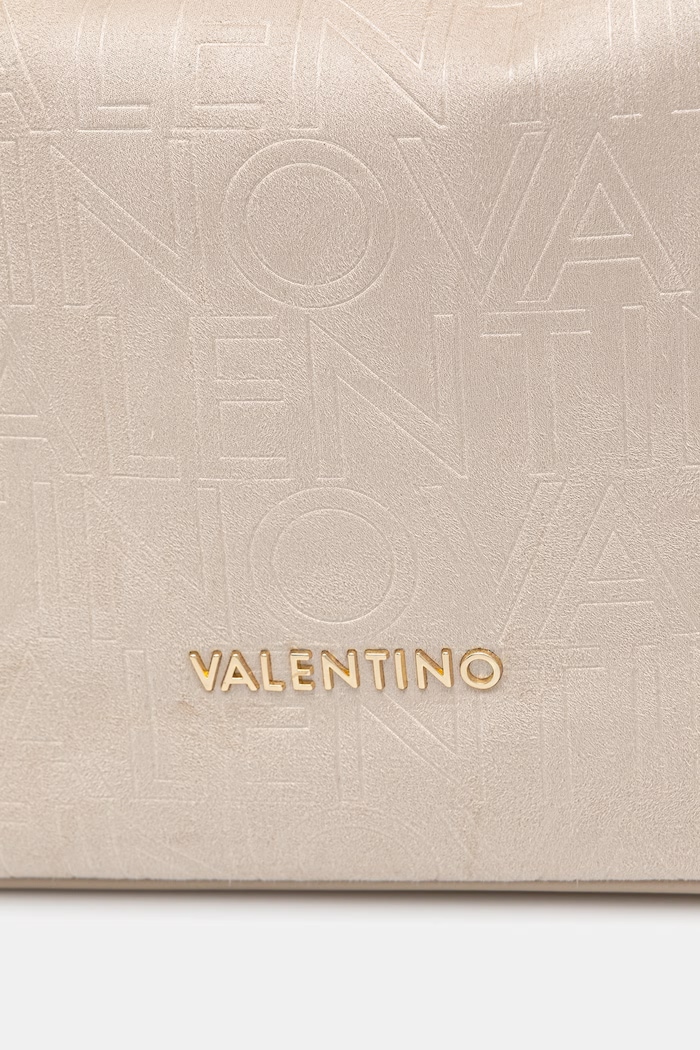 Valentino Bags torebka shopper damska z imitacji zamszu MAXI beżowy VBS9U701