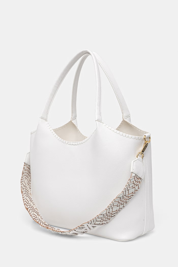 Doplnky Dámska kabelka typu shopper z imitácie kože Valentino Bags ALEKSANDRA VBS9W901 biela