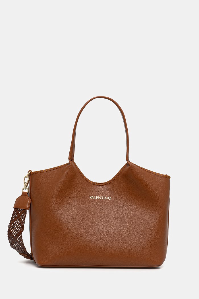 Dámska kabelka typu shopper z imitácie kože Valentino Bags ALEKSANDRA hnedá VBS9W901