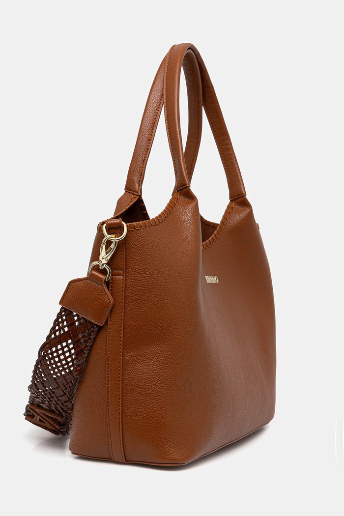 Dámska kabelka typu shopper z imitácie kože Valentino Bags ALEKSANDRA VBS9W901 hnedá SS26