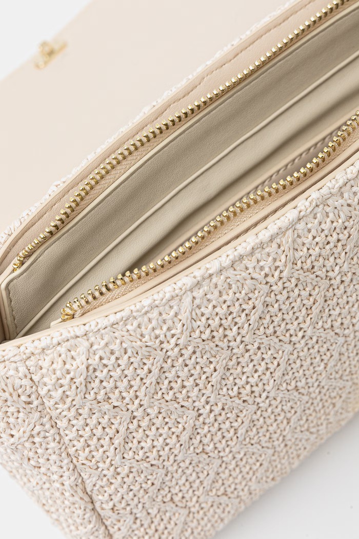 Valentino Bags torebka crossbody damska pleciona OCARINA SUMMER VBS9XL02PAG beżowy