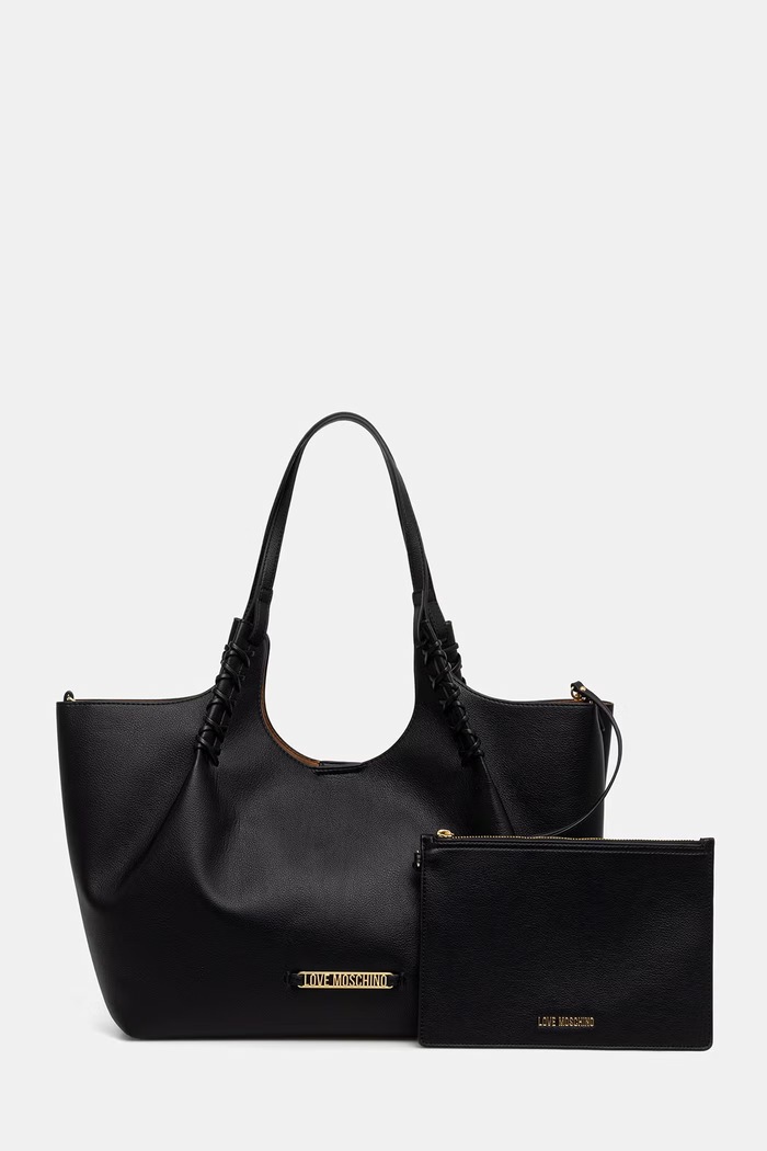 Love Moschino Torebka shopper damska z imitacji skóry czarny JC4297PP0OKL0000