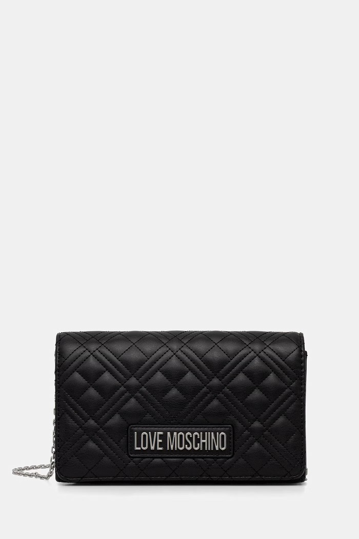 Love Moschino geantă crossbody pentru femei, cu imitație de piele negru JC4079PP0OLA000B