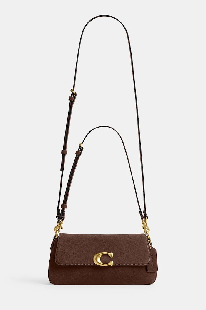 Coach torebka crossbody damska zamszowa Suade Jet Shoulder Bag CDZ74 brązowy SS26