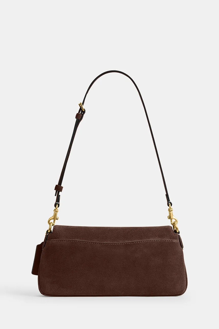 Akcesoria Coach torebka crossbody damska zamszowa Suade Jet Shoulder Bag CDZ74 brązowy