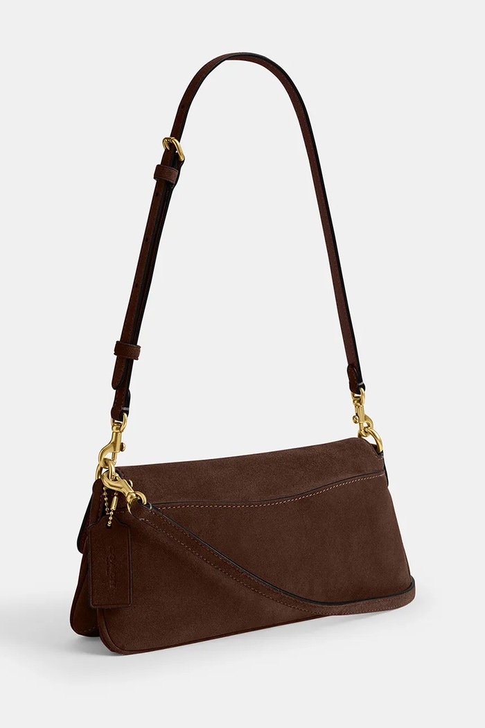 Coach torebka crossbody damska zamszowa Suade Jet Shoulder Bag brązowy CDZ74